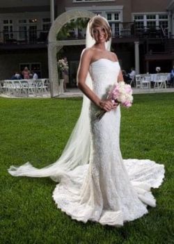 Style 01284101.665.40 Pronovias White Size 8 Floor Length Tall Height Mermaid Dress on Queenly