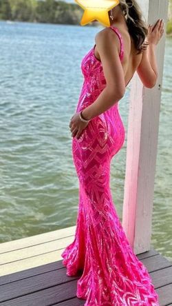 Jovani Pink Size 2 Jersey Plunge Floor Length Mermaid Dress on Queenly