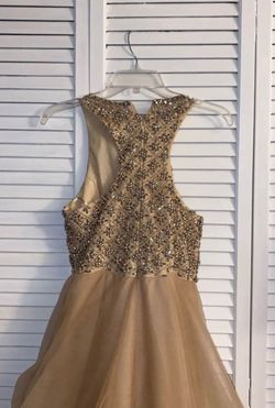 Abby Paris Nude Size 6 Swoop Jewelled Floor Length Ball gown on Queenly
