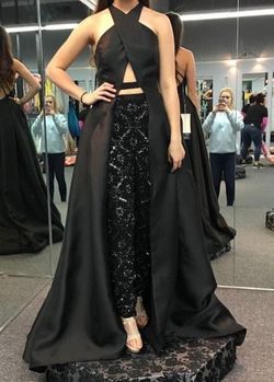 Rachel Allan Black Size 4 Prom Fun Fashion Floor Length Jumpsuit Dress on Queenly