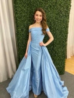 Sherri Hill Blue Size 0 Pageant Custom Strapless Train Dress on Queenly