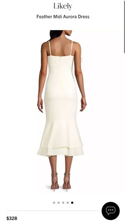 Style 0400016145228 Likely White Size 6 Bachelorette Feather Bridal Shower Cocktail Dress on Queenly