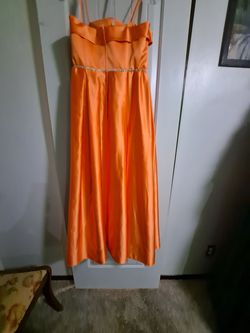 Christina Wu Orange Size 14 Floor Length A-line Dress on Queenly