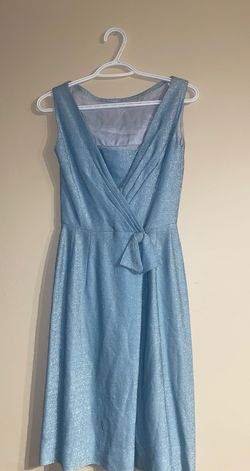 Style 3075 DAllairds Blue Size 4 Mini Interview Tall Height Cocktail Dress on Queenly