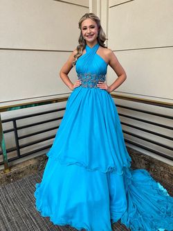 Johnathan Kayne Light Blue Size 0 Pageant Medium Height Ball gown on Queenly