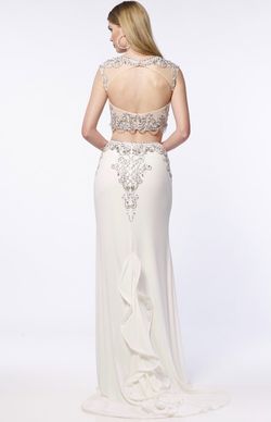 Style 6704 Alyce Paris White Size 2 Cap Sleeve Wedding Beaded Top Sheer Mermaid Dress on Queenly