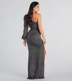 Style 05002-7612 Windsor Black Size 4 Floor Length Bridesmaid Sleeves Mermaid Side slit Dress on Queenly