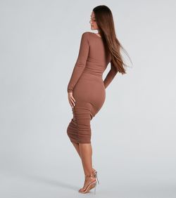 Style 05102-5112 Windsor Brown Size 8 Long Sleeve V Neck 05102-5112 Mini Cocktail Dress on Queenly