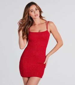 Style 05103-5159 Windsor Red Size 12 Jersey Tall Height Jewelled Spaghetti Strap Cocktail Dress on Queenly