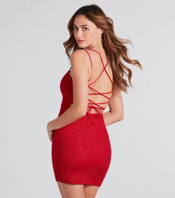 Style 05103-5159 Windsor Red Size 12 Jersey Plus Size Tall Height Backless Sorority Cocktail Dress on Queenly