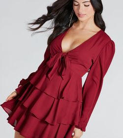 Style 05101-2919 Windsor Red Size 0 Mini Sleeves Sorority Cocktail Dress on Queenly