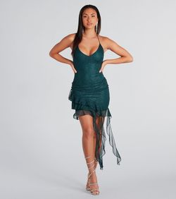 Style 05101-2832 Windsor Green Size 12 Jewelled Mini Plus Size Sheer Cocktail Dress on Queenly