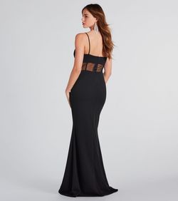 Style 05002-7583 Windsor Black Size 4 Jewelled V Neck Mermaid Dress on Queenly