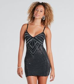 Style 05103-5239 Windsor Black Size 8 Jewelled 05103-5239 Sorority Cocktail Dress on Queenly