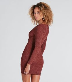 Style 05101-2766 Windsor Brown Size 0 Mini V Neck Long Sleeve Cocktail Dress on Queenly