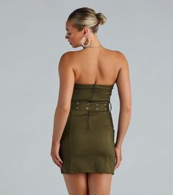 Style 05102-5382 Windsor Green Size 4 Sorority Strapless Jersey Cocktail Dress on Queenly