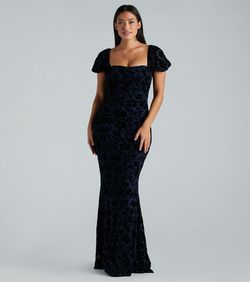Style 05002-7594 Windsor Blue Size 0 Square Neck Wedding Guest Padded Mermaid Dress on Queenly
