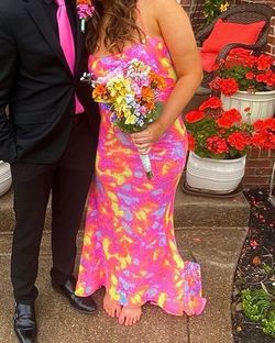 Clarisse Pink Size 12 Plus Size Square Neck Prom Mermaid Dress on Queenly
