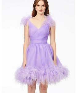 Ashley Lauren Purple Size 6 Pageant Plunge Homecoming Cocktail Dress on Queenly