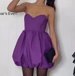 Zara Purple Size 8 Strapless Jersey Sorority Cocktail Dress on Queenly