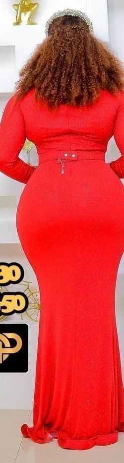Lizaline Red Size 14 Military Sleeves Floor Length Mermaid Dress on Queenly