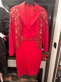 Tadashi Shoji Red Size 8 Midi Cocktail Dress on Queenly