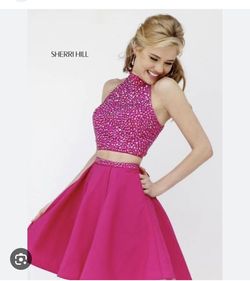 Sherri Hill Pink Size 00 50 Off High Neck Two Piece Cocktail Dress on Queenly