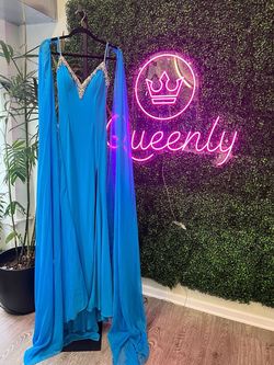 Jovani Light Blue Size 0 Side slit Dress on Queenly