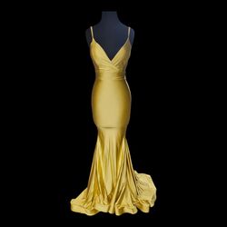 Style 343 Jessica Angel Gold Size 2 Floor Length Jersey 70 Off Mermaid Dress on Queenly