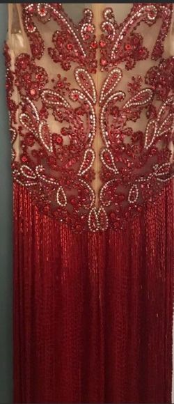 Mac Duggal Red Size 6 Jersey Pageant Black Tie Swoop Straight Dress on Queenly