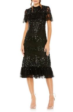 Mac Duggal Black Size 16 High Neck Sequined Floor Length Mini A-line Dress on Queenly