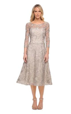 la femme Silver Size 12 Sheer Floor Length A-line Dress on Queenly