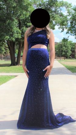 Johnathan Kayne Blue Size 6 One Shoulder Prom Floor Length Mermaid Dress on Queenly