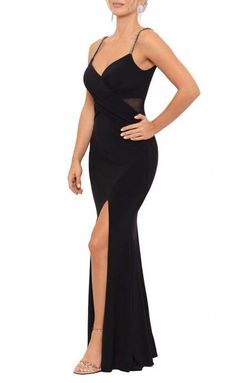Xscape Black Size 10 Floor Length V Neck Side slit Dress on Queenly