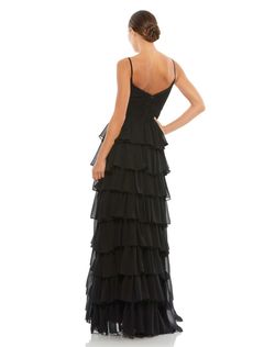Mac Duggal Black Size 4 V Neck Polyester Side slit Dress on Queenly
