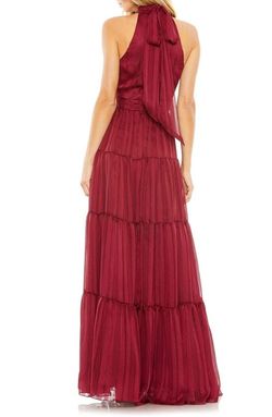 Mac Duggal Red Size 4 Burgundy Halter Polyester A-line Dress on Queenly