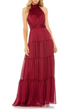 Mac Duggal Red Size 4 Burgundy Floor Length A-line Dress on Queenly