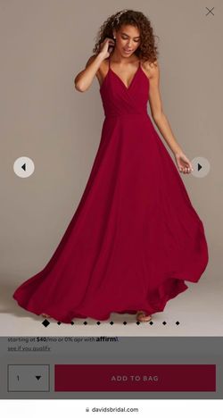 Style F20064 David's Bridal Red Size 20 Wedding Guest Jersey A-line Dress on Queenly