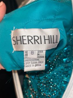 Sherri Hill Blue Size 8 A-line Sleeves Jewelled Ball gown on Queenly