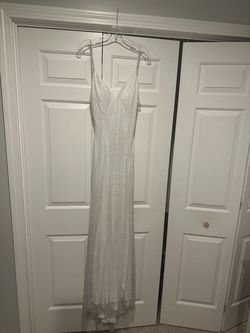 Jovani White Size 6 Floor Length Wedding Jewelled Prom Straight Dress on Queenly