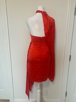 Asos Orange Size 0 Asymmetrical Winter Formal Long Sleeve Cocktail Dress on Queenly