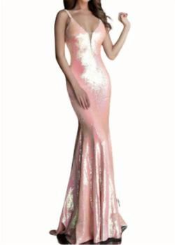 Style 1-1083813774-649 JOVANI Orange Size 2 Coral Sequined Mermaid Dress on Queenly