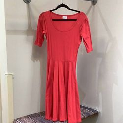 Style 1-1129100948-3471 LuLaRoe Red Size 4 Fitted Floor Length Straight Dress on Queenly