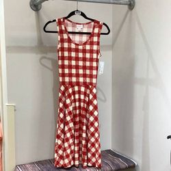 Style 1-1158267747-3973 LuLaRoe Red Size 0 Pockets Tall Height Polyester Cocktail Dress on Queenly