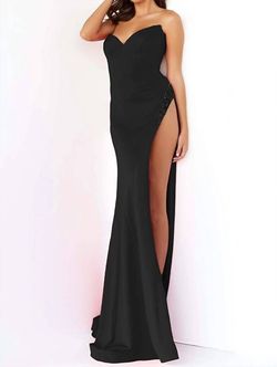 Style 1-1233773095-98 JOVANI Black Size 10 Pageant Strapless Side slit Dress on Queenly