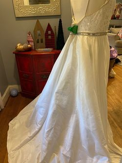 jonathan kayne White Size 16 50 Off Plunge Floor Length Pageant Mermaid Dress on Queenly
