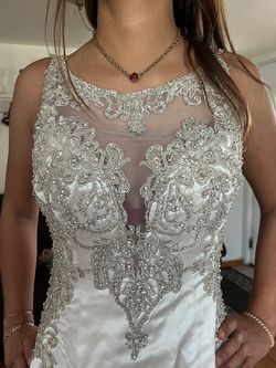 Style 9252 allure bridals White Size 10 Embroidery 9252 Free Shipping Floor Length Mermaid Dress on Queenly