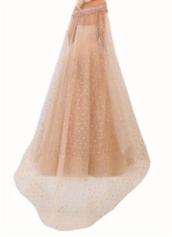Style 1-1628143198-238 Tarik Ediz Gold Size 12 Pageant Cape Ball gown on Queenly