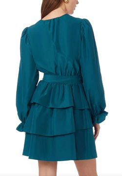 Style 1-1761661343-2901 Marie Oliver Green Size 8 Ruffles Belt Cocktail Dress on Queenly