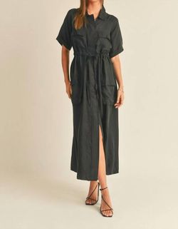 Style 1-1807498780-3471 MIOU MUSE Black Size 4 Free Shipping Pockets Mini Side slit Dress on Queenly